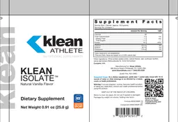 Label for Klean Isolate Natural Vanilla Flavor