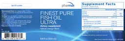 Label for Finest Pure Fish Oil Ultra Natural Orange Flavor