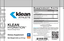 Label for Klean Hydration Natural Orange Flavor