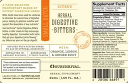 Label for Herbal Digestive Bitters Refreshing Citrus Flavor