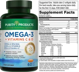 Label for Omega-3 + Vitamins C & D