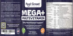 Label for Mega+ Multivitamin