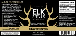 Label for Elk Antler Velvet Gold