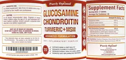 Label for Glucosamine Chondroitin Turmeric + MSM