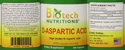 Label for D-Aspartic Acid 3000 mg