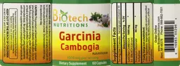 Label for Garcinia Cambogia 1000 mg