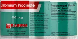Label for Chromium Picolinate 500 mcg