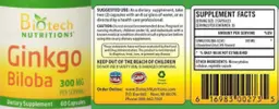 Label for Ginkgo Biloba 300 mg