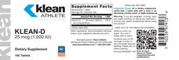 Label for Klean-D 25 mcg (1,000 IU)