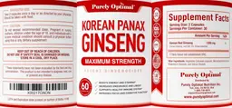 Label for Korean Panax Ginseng Maximum Strength