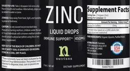 Label for Zinc 450 mg