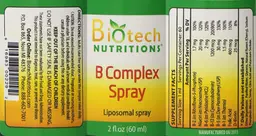 Label for B Complex Spray