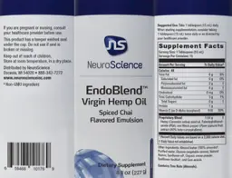 Label for EndoBlend Virgin Hemp Oil Spiced Chai