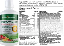 Label for Perfect Multi Advanced Liquid Multivitamin Tropical Flavor