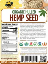 Label for Organic Hulled Hemp Seed