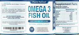 Label for Omega 3 Fish Oil Natural Lemon Flavor