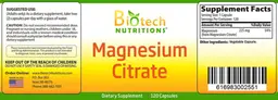 Label for Magnesium Citrate