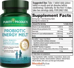 Label for Probiotic Energy Melt