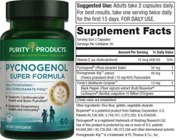 Label for Pycnogenol Super Formula