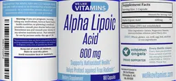 Label for Alpha Lipoic Acid 600 mg