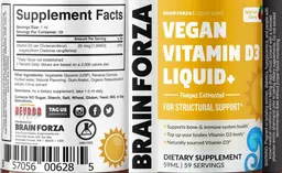 Label for Vegan Vitamin D3 Liquid+ Wild Tart Cherry