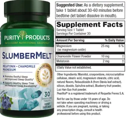 Label for SlumberMelt Delicious Blueberry Flavor