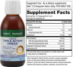 Label for Liquid Triple Action Omega Delicious Tropical Mango Flavor