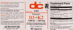 Label for Vitamins D3 + K2