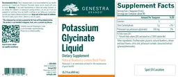 Label for Potassium Glycinate Liquid Natural Blueberry-Lemon-Basil Flavor