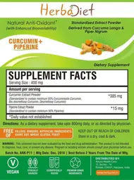 Label for Curcumin + Piperine