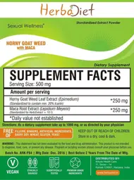 Label for Horny Goat Weed with Maca
