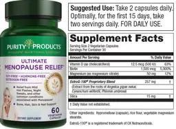 Label for Ultimate Menopause Relief
