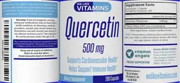 Label for Quercetin 500 mg
