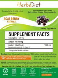 Label for Acai Berry Extract