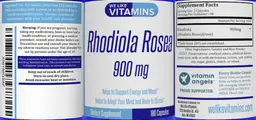 Label for Rhodiola Rosea 900 mg