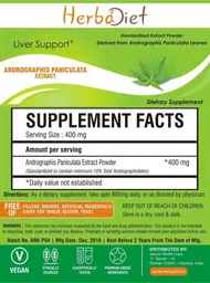 Label for Andrographis paniculata Extract Powder 400 mg