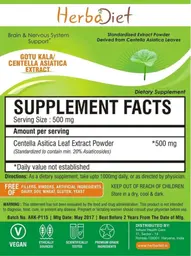 Label for Gotu Kala/Centella Asiatica Extract
