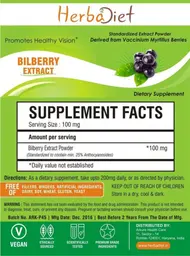 Label for Bilberry Extract