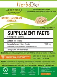 Label for Boswellia Serrata Extract