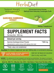 Label for Garcinia Cambogia Extract