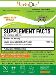 Label for Devil's Claw Extract
