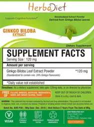 Label for Ginkgo Biloba Extract