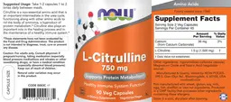 Label for L-Citrulline 750 mg