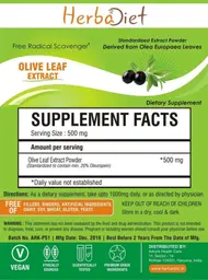 Label for Olive Leaf Extract