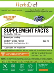 Label for Blueberry Extract