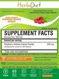 Label for Extra Strength Raspberry Ketones Extract