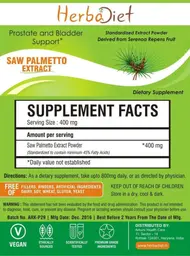Label for Saw Palmetto Extract