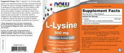 Label for L-Lysine 500 mg