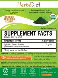 Label for Organic Spirulina Extract
