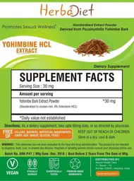 Label for Yohimbine HCL Extract